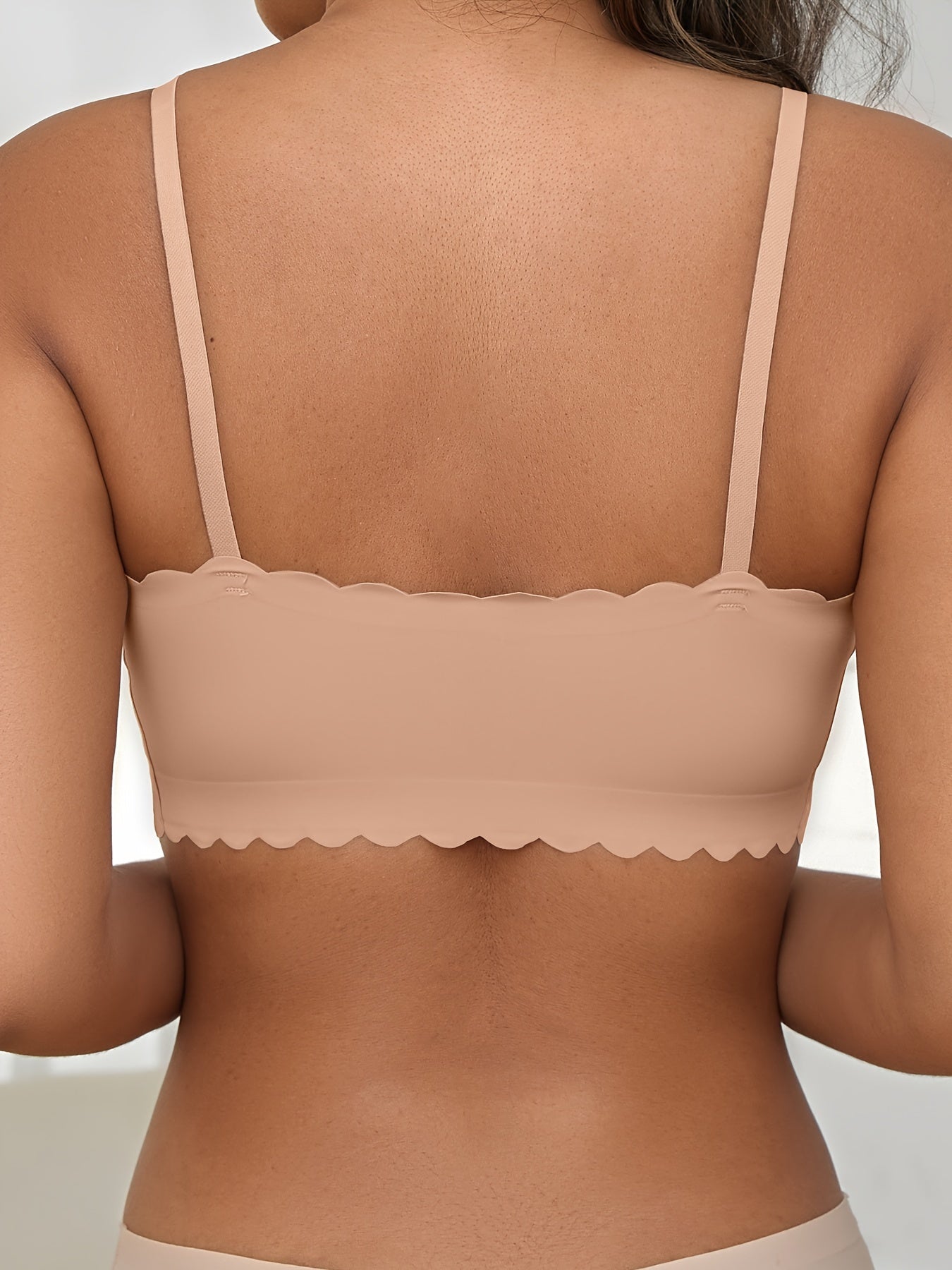 Plus Size Wireless Bra for Women High Elasticity Removable Padding V-Neck Solid Color