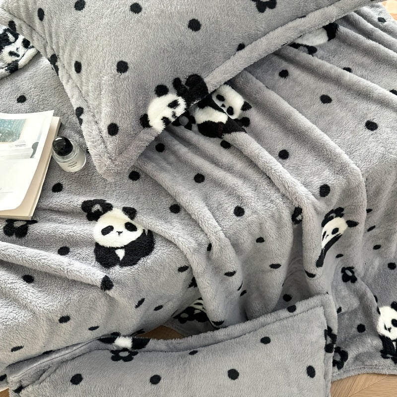 Soft Flannel Throw Blanket with Cozy Panda Design for All Seasons