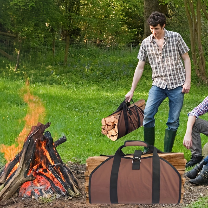 Heavy-Duty Firewood Storage Organizer with Handles for Camping and Fireplace