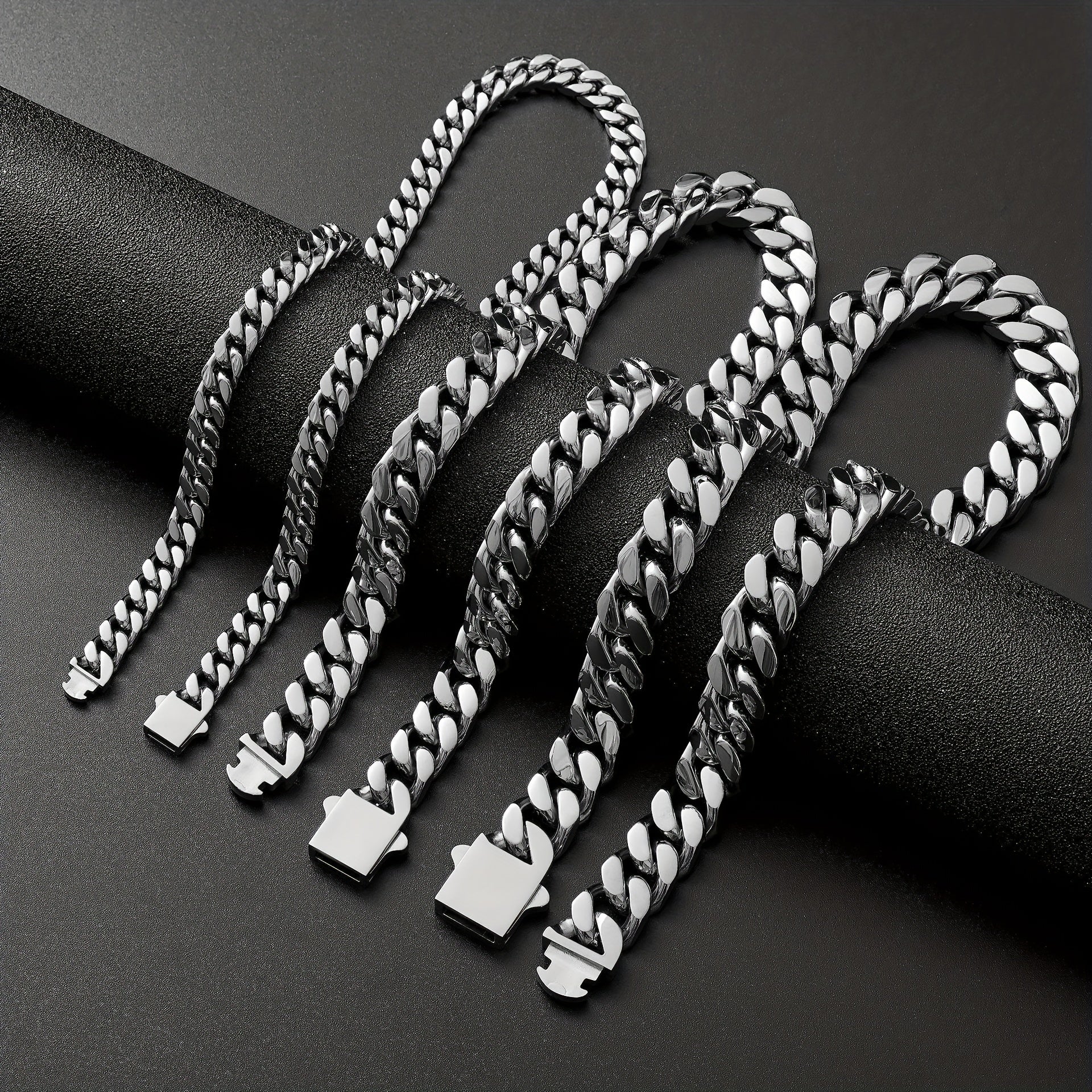 Titanium Steel Cuban Chain Necklace for Men, Non-Fading Glossy Finish, 8-12mm