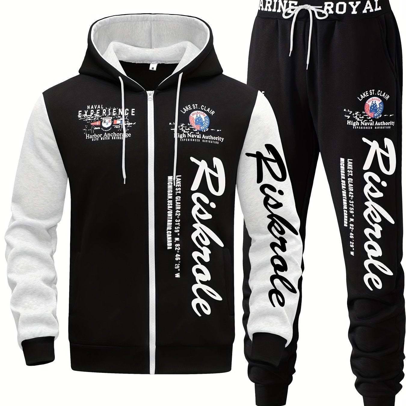 Conjunto de sudadera con capucha y letras en poliéster para hombres, ideal para deportes y uso casual