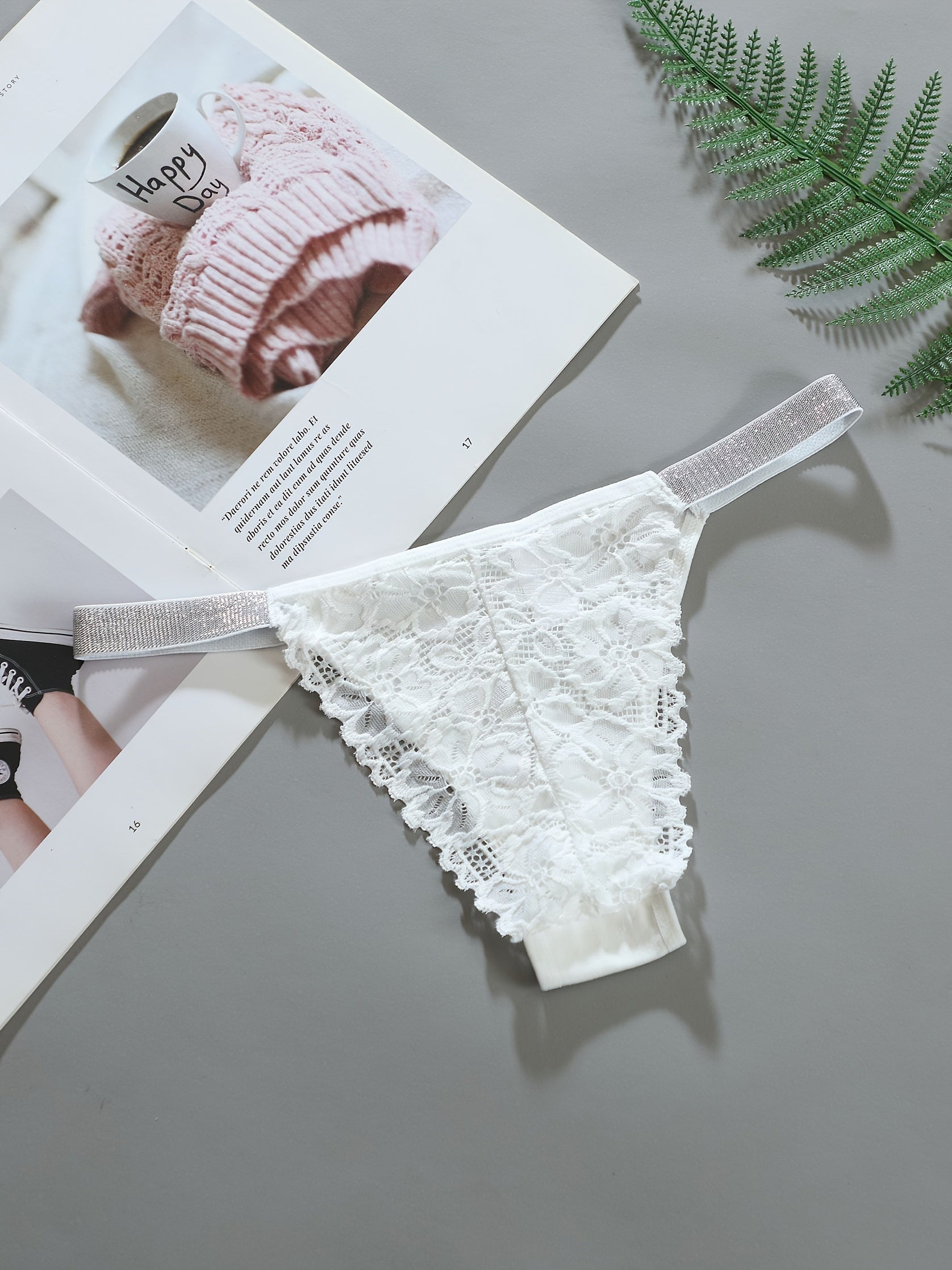 Women's Lace Sexy Bra and Brief Set with Seamless Thong