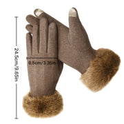 Women's Plush Cuff Gloves Thick Warm Touchscreen Split Finger Winter Gloves
