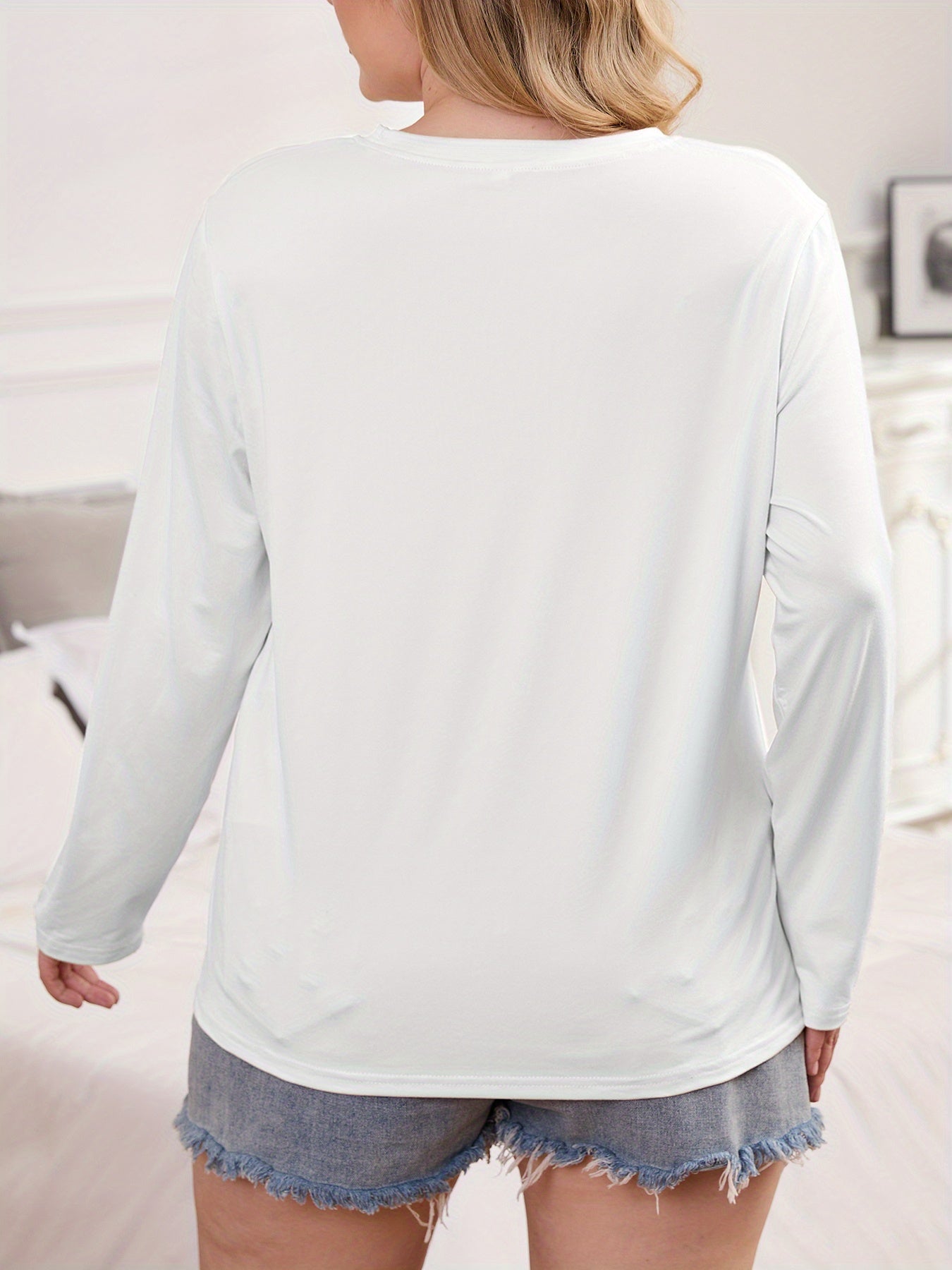 Футболка большого размера с длинным рукавом, дышащая, эластичная, с круглым вырезом, однотонная, для всех сезонов