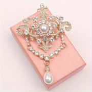 Elegant European Courtly Style Pearl Brooch with Water Opal Embellishments