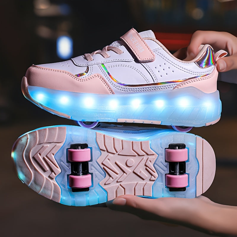 Kids' LED Roller Skating Shoes for Boys and Girls USB Chargeable Wear-Resistant All-Season