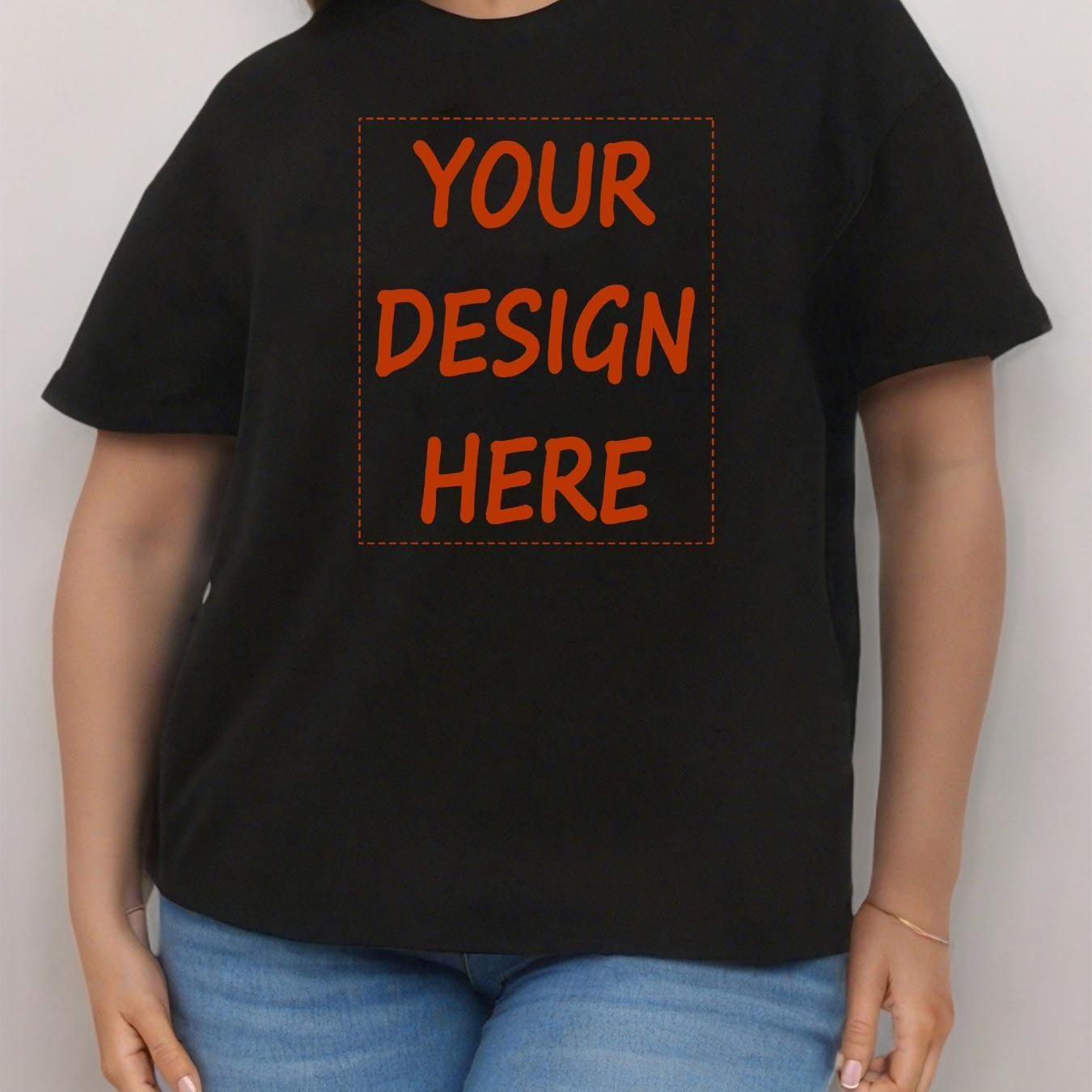 Plus Size Women's Customizable Breathable Short Sleeve T-Shirt