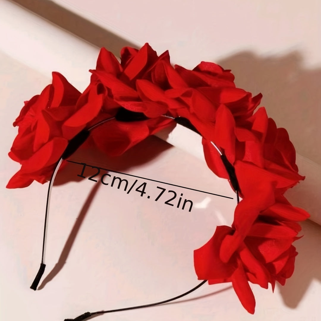 Women’s Velvet Rose Headband Hair Accessory with Simulation Flower Design