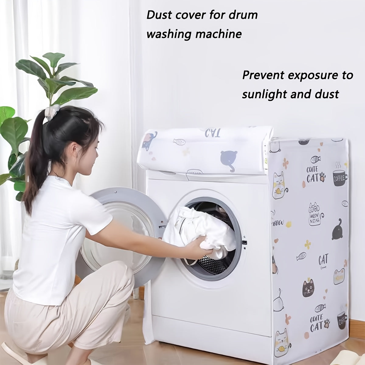Waterproof PE Drum Washing Machine Cover with Printing Sunlight Protection