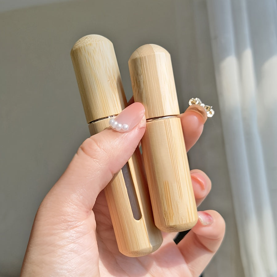 Set of Bamboo Shell Perfume Atomizers Refillable Spray Bottles 5ml 8ml Portable Travel