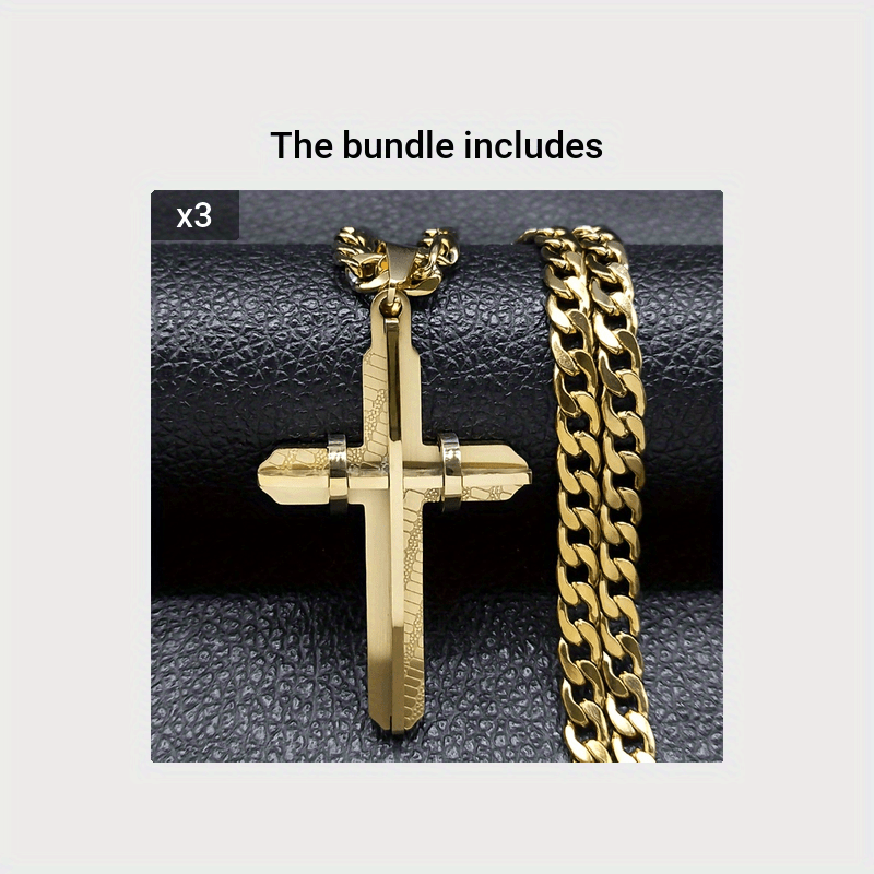 Men's Stainless Steel Cross Necklace with Creative Design and Durable Finish