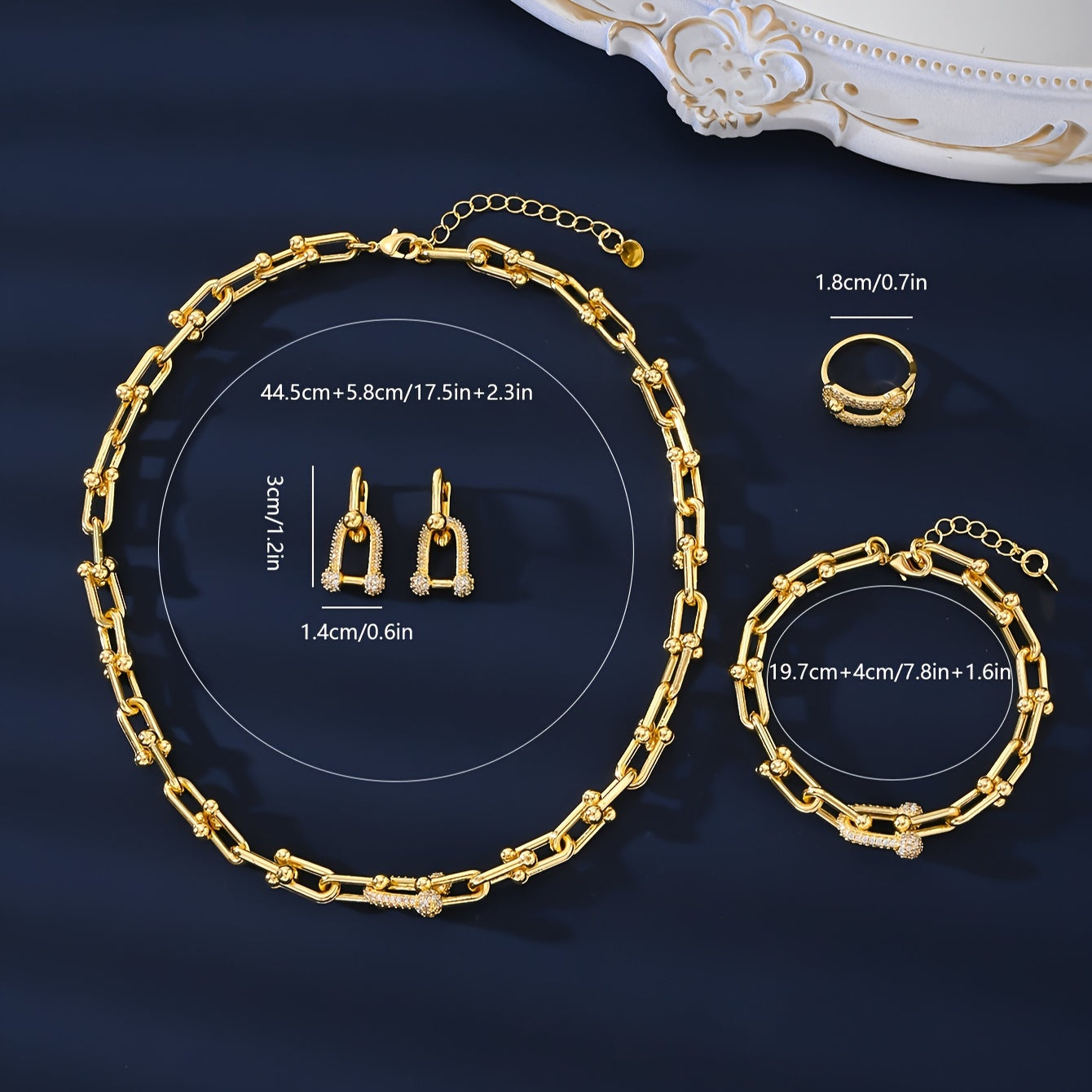 Luxury Zirconia Jewelry Set for Weddings Engagements and Daily Wear 4 Pieces