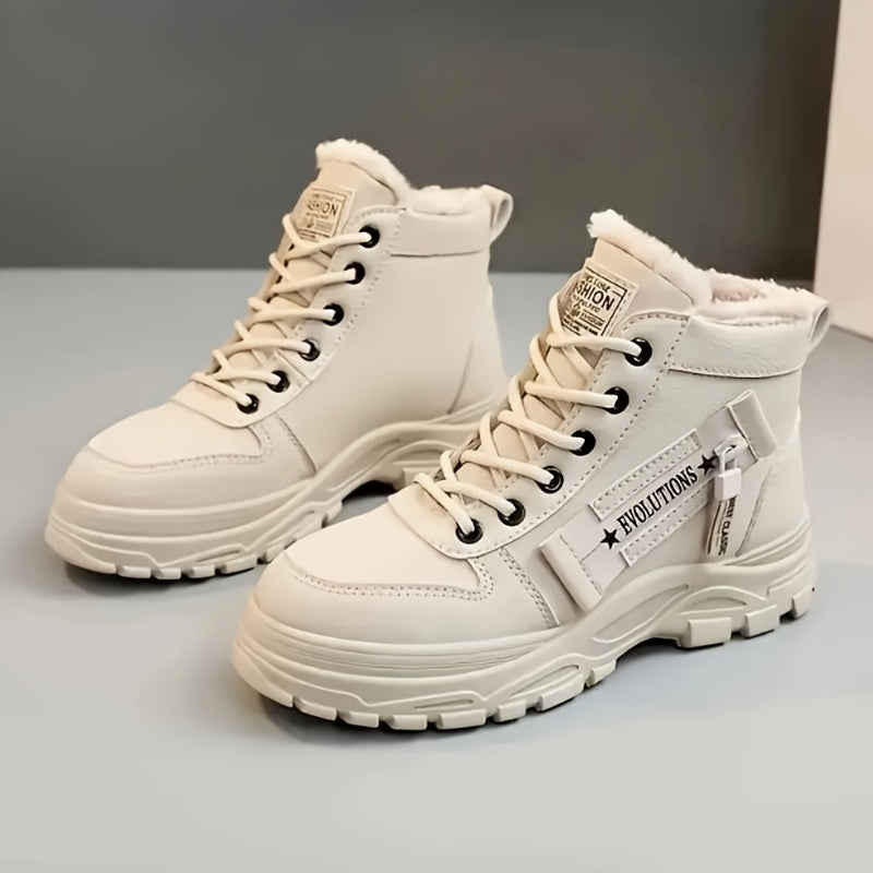 Women All-Season Platform Ankle Boots Rubber Sole Flannel Lining