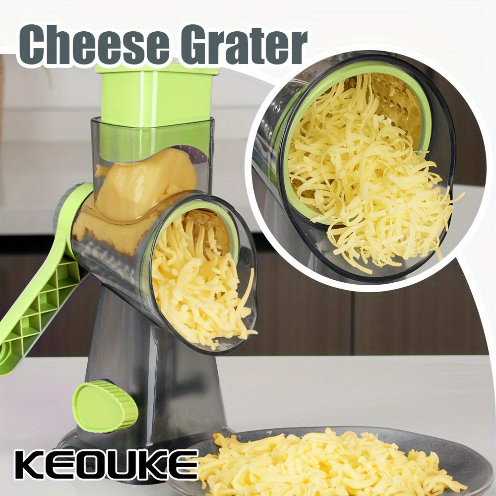 "KEOUKE Grattugia Versatile per Formaggio e Affettatrice per Verdure - Portatile con Lame in Acciaio Inossidabile, Ideale per Patate e Altro - Design Trasparente Elegante"