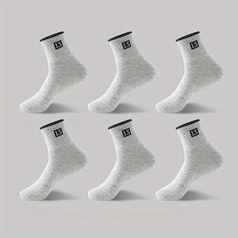 Men's Cotton Blend Crew Socks 6 Pairs Anti-Odor Sweat Absorbent Sports