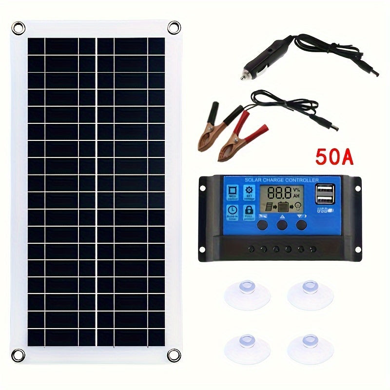 Kit de panel solar portátil 12V 18V carga USB para autocaravana, camper y coche