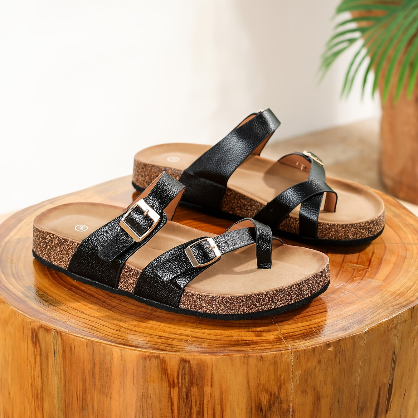 Unisex Summer Cork Slippers Non-Slip Beach Shoes Casual Flat Wear