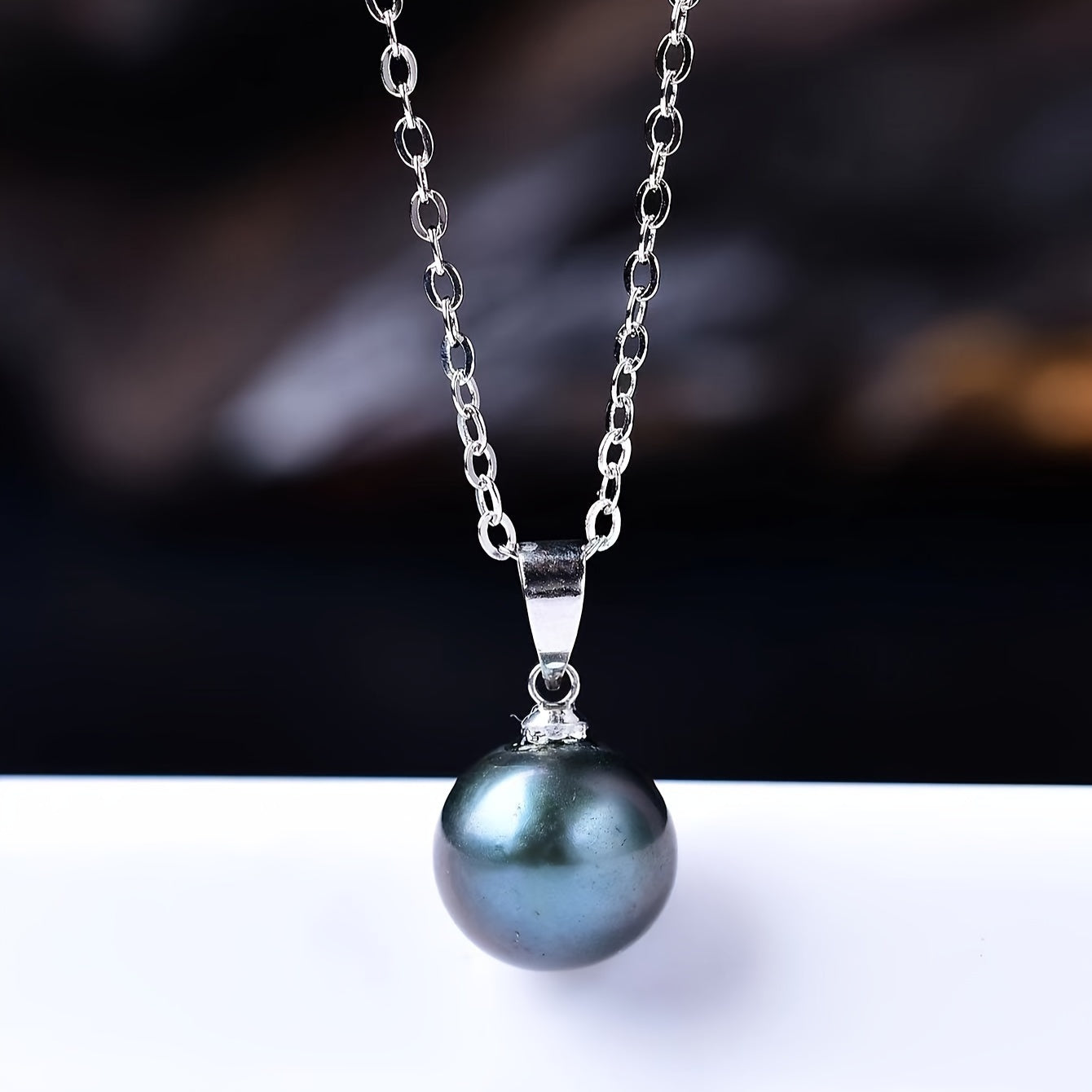 Sterling Silver Black Pearl Pendant Necklace Bohemian Style Gift for Women