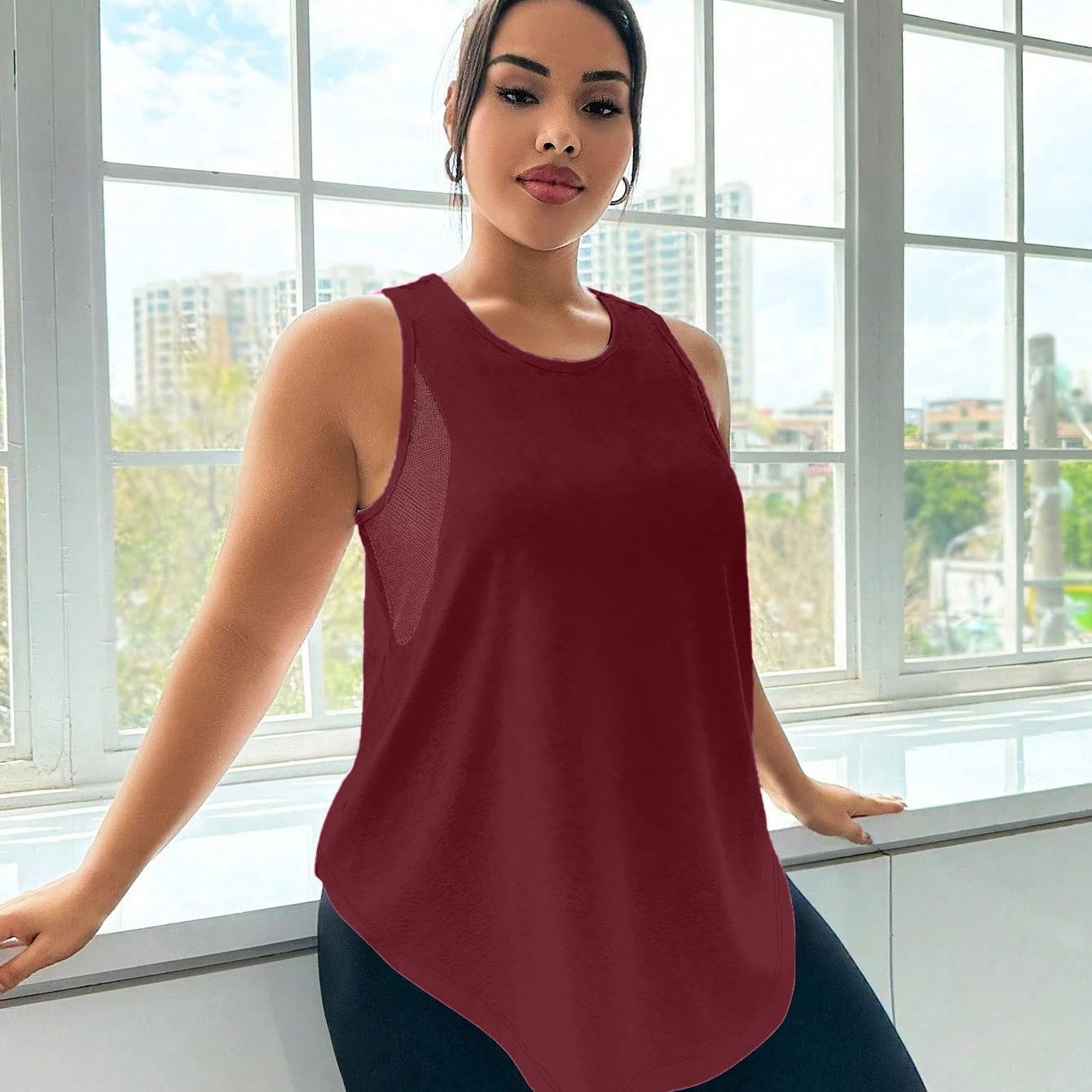 Women's Plus Size Breathable Mesh Sports Vest Sleeveless Activewear Top