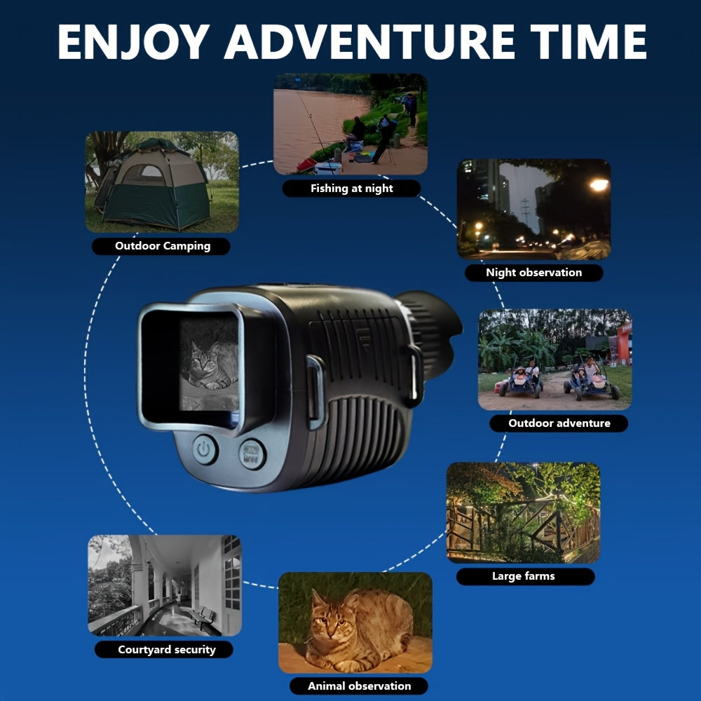 Mira de visión nocturna infrarroja con soporte de zoom digital 10X para tarjeta TF de hasta 256GB Negro