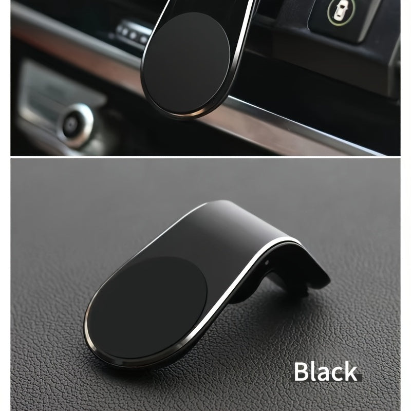 L-Shaped Magnetic Car Phone Mount Aluminum Alloy Dashboard Holder for Smartphones
