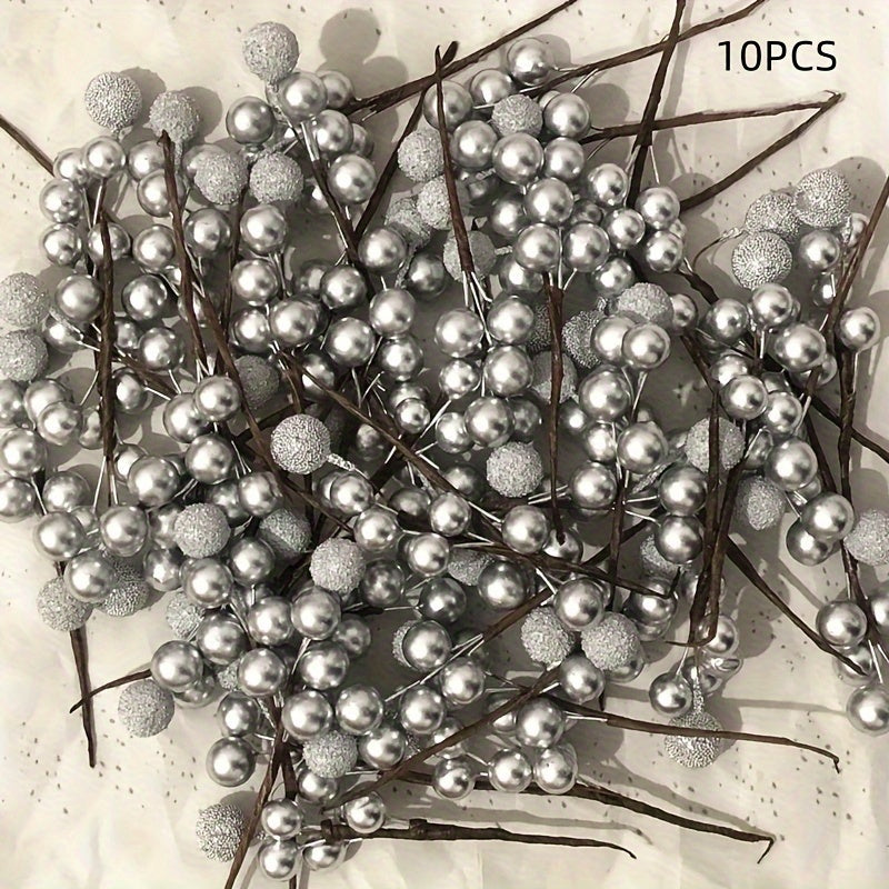 Christmas Berry Garland with Gold and Silver Plastic Berries for Festive Decor