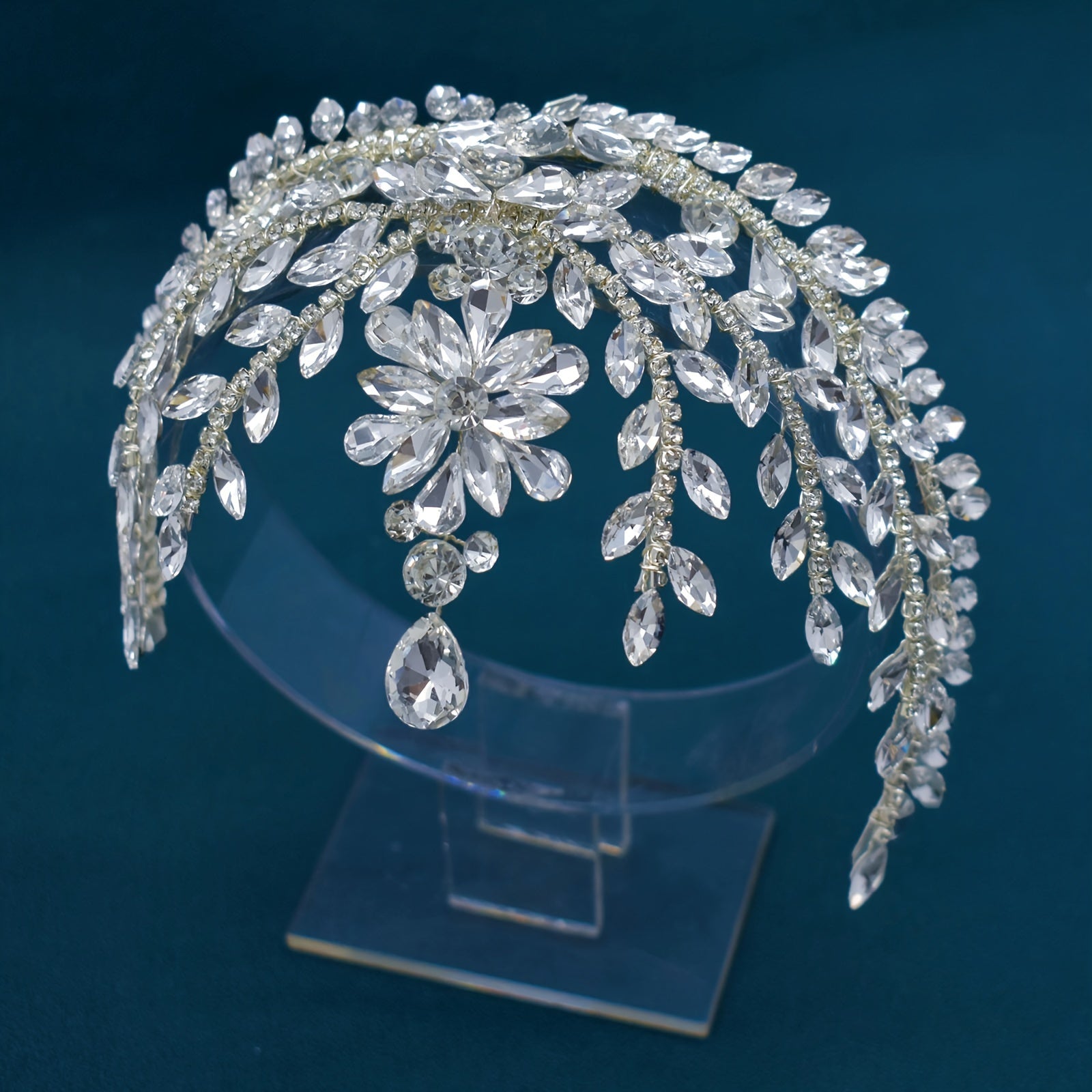 Bridal Rhinestone Headband Wedding Tiara Hair Jewelry for Brides