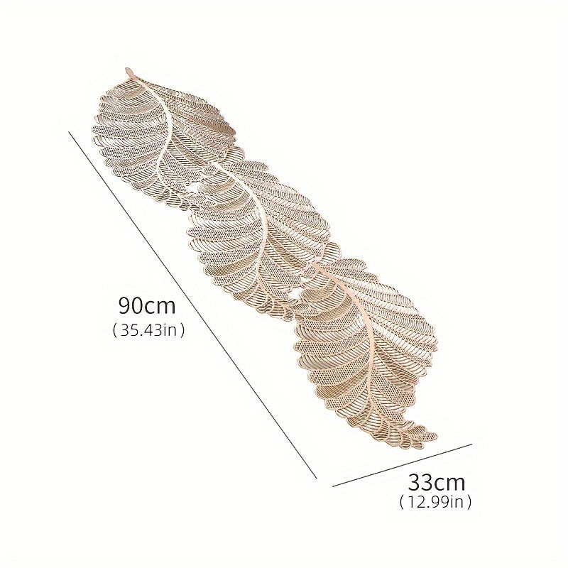 Gold Table Flag with PVC Leaf Design Heat-Resistant Anti-Slip for Coffee Tables 1 Piece