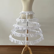 Women's Underskirt with Steel Hoops and Frilly Accent in White or Black for Wedding Dresses and Costumes