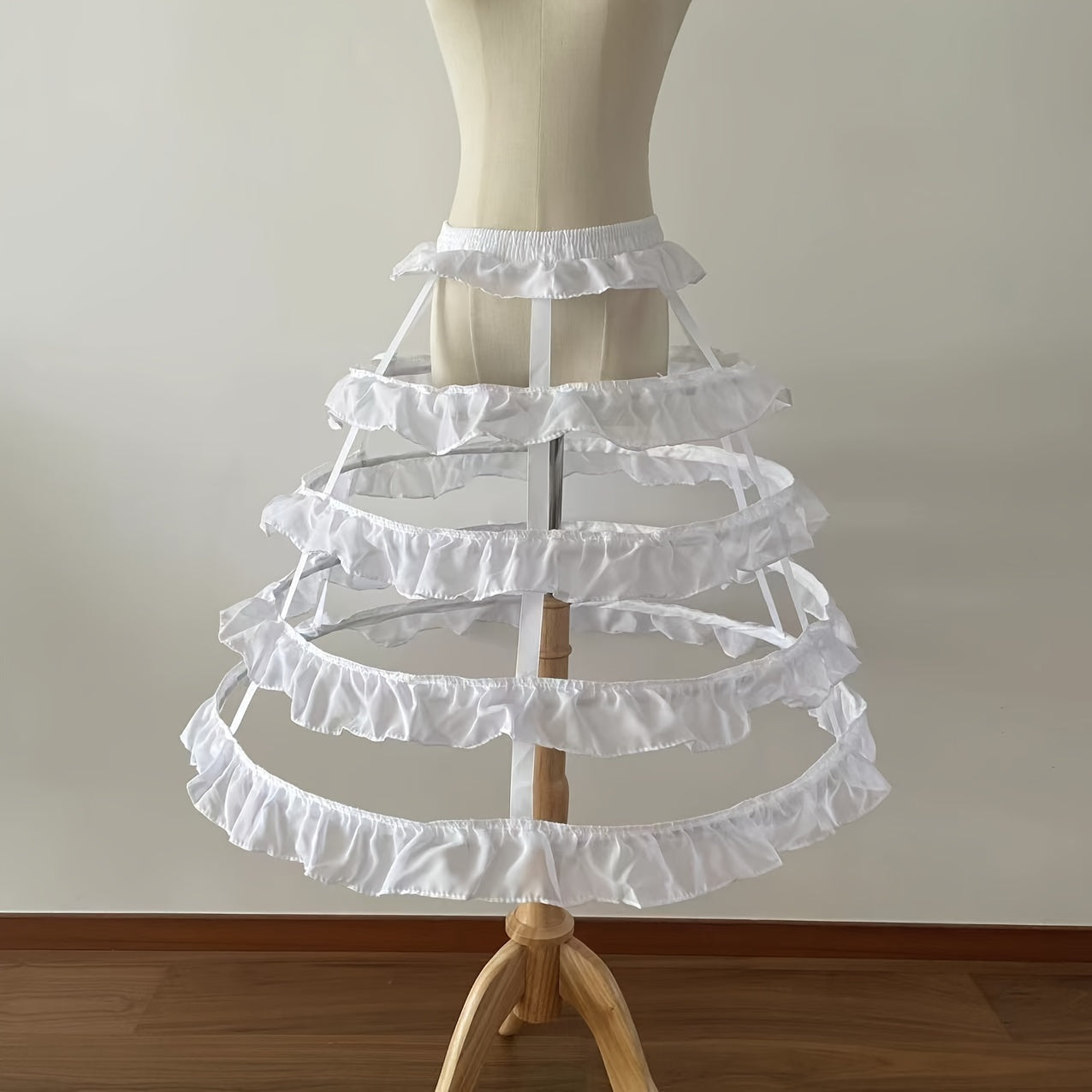 Women's Underskirt with Steel Hoops and Frilly Accent in White or Black for Wedding Dresses and Costumes