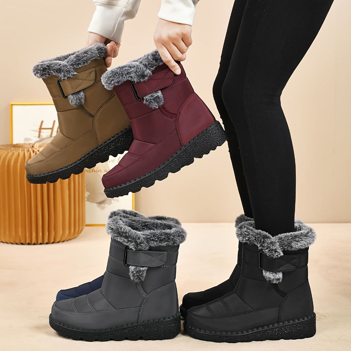 Women's Velvet Warm Snow Boots with Soft Lined for Winter Seasons