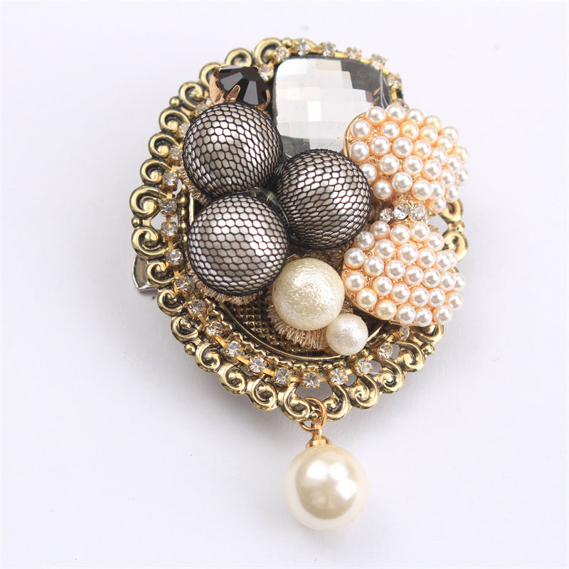 Rhinestone Baroque Bow Brooch for Clothing Bags Hats Elegant Jewelry