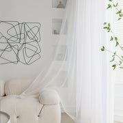 White Sheer Curtain with Rod Pocket for Living Room Bedroom Office