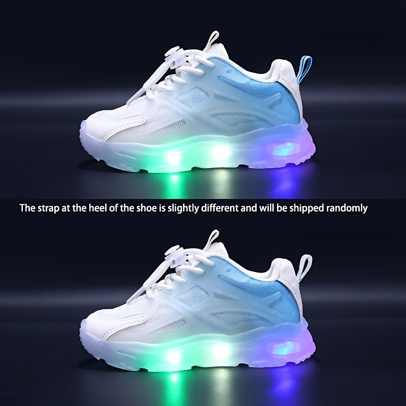 Zapatillas LED para niñas, con gradiente de doble tono, transpirables, de caña baja, para estudiantes