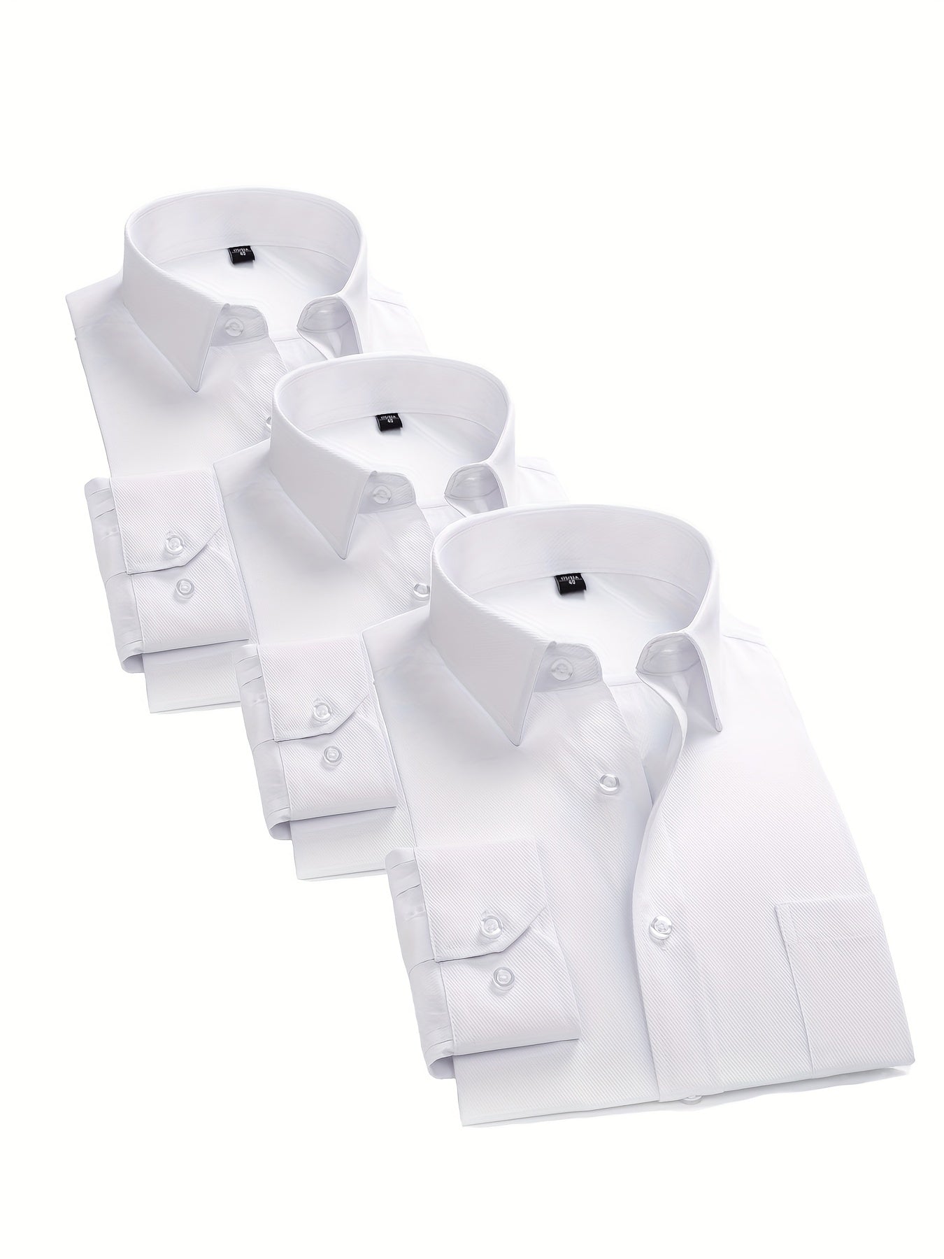 Мужская рубашка с длинным рукавом из хлопкового микса однотонного цвета с карманами