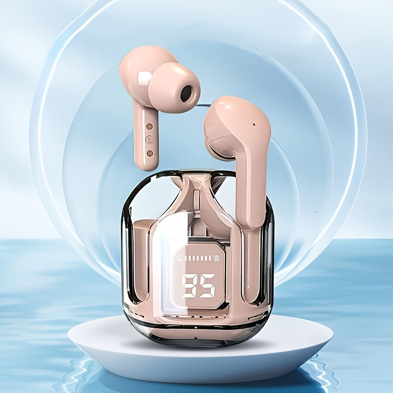 Беспроводные наушники высокой четкости с сенсорным управлением, цифровым дисплеем и перезаряжаемой батареей для игр, спорта и отдыха - пластиковый материал, для взрослых.