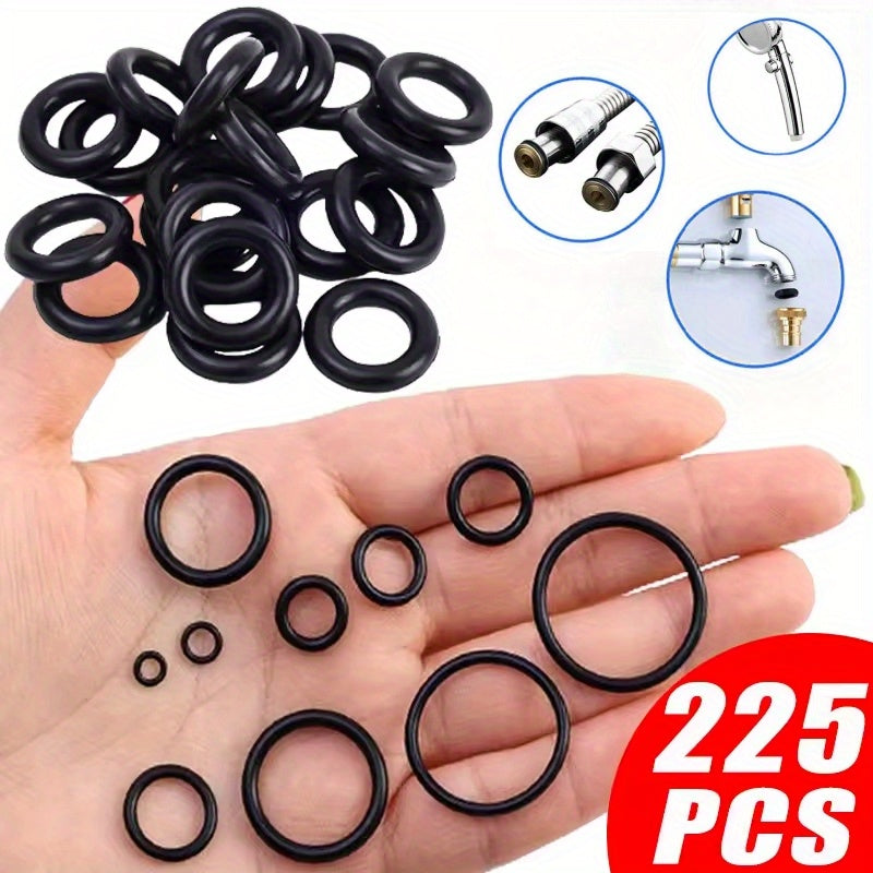225 Pieces Rubber O-Rings Set 18 Sizes Oil-Resistant Sealing Gaskets