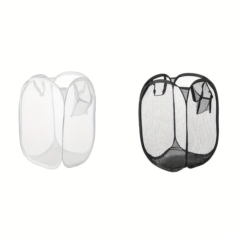 Pop-Up Mesh Laundry Basket with Handle for Dirty Clothes Storage Portable and Stylish
