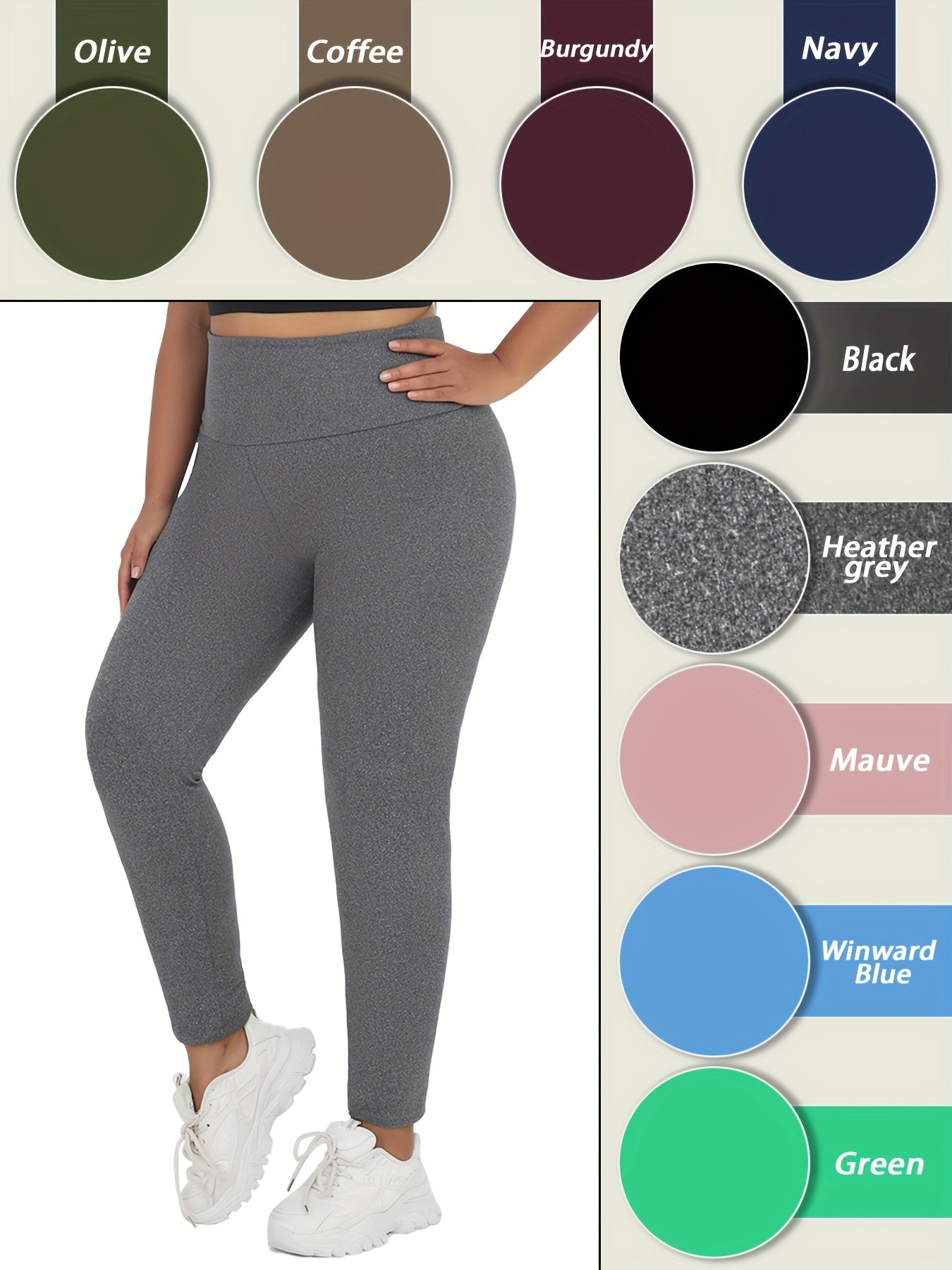 Women's Plus Size High Waisted Tummy Control Leggings for Yoga and Workout