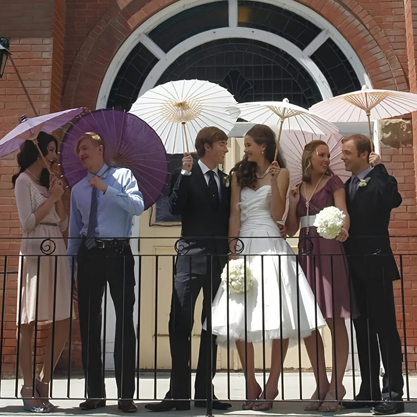 White Wedding Umbrella 83.82cm Round Lightweight Portable for Bridesmaids Photoshoots