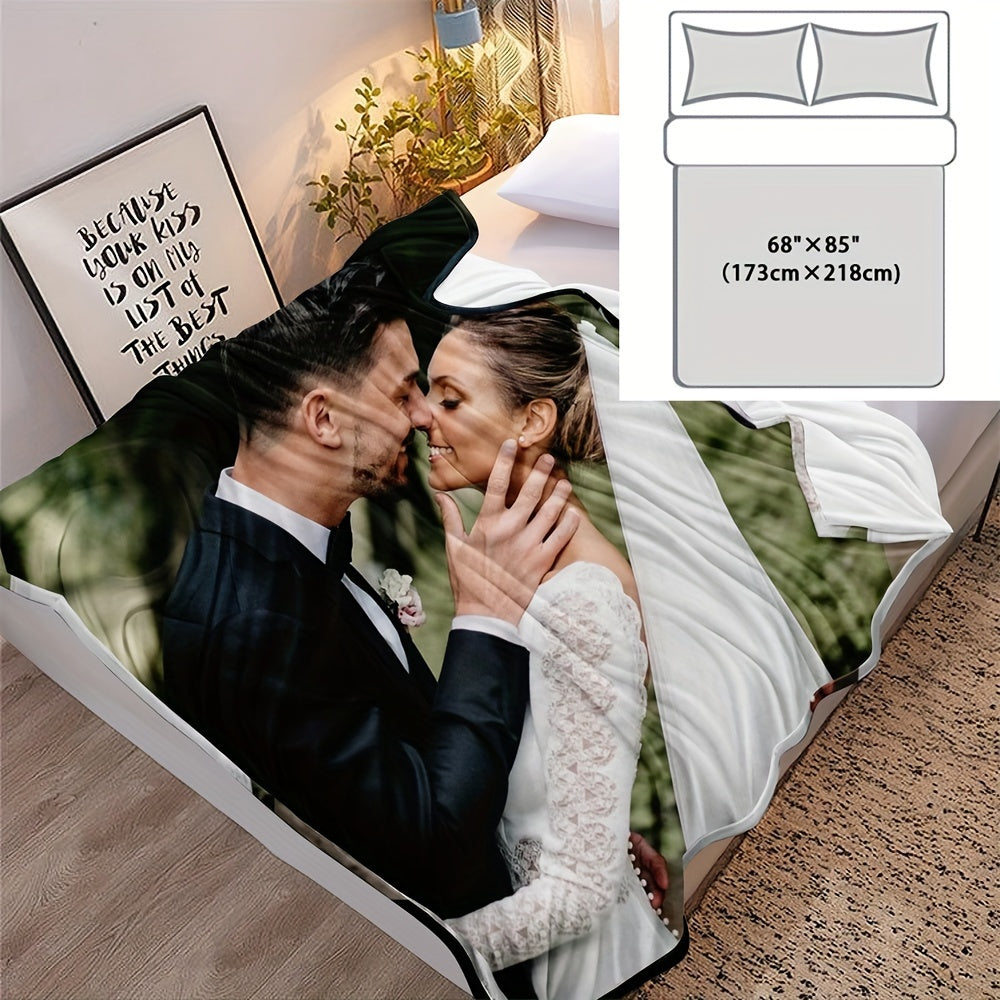 Personalized Photo Flannel Bed Blanket for Home Wedding Birthday Christmas Valentine