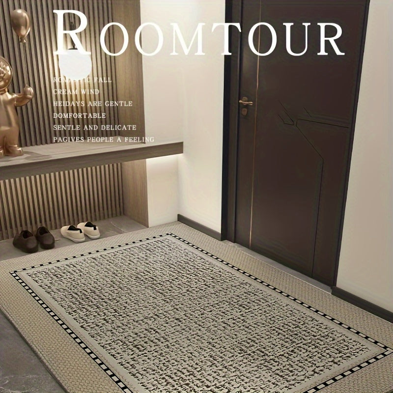 Uy kirish joyi uchun mustahkam ichki gilam - Polyester tolasi bilan zamonaviy minimalist doormat, suvni yaxshi so'radigan, sirpanmaydigan, faqat qo'l bilan yuvish uchun mo'ljallangan kutib olish mato.