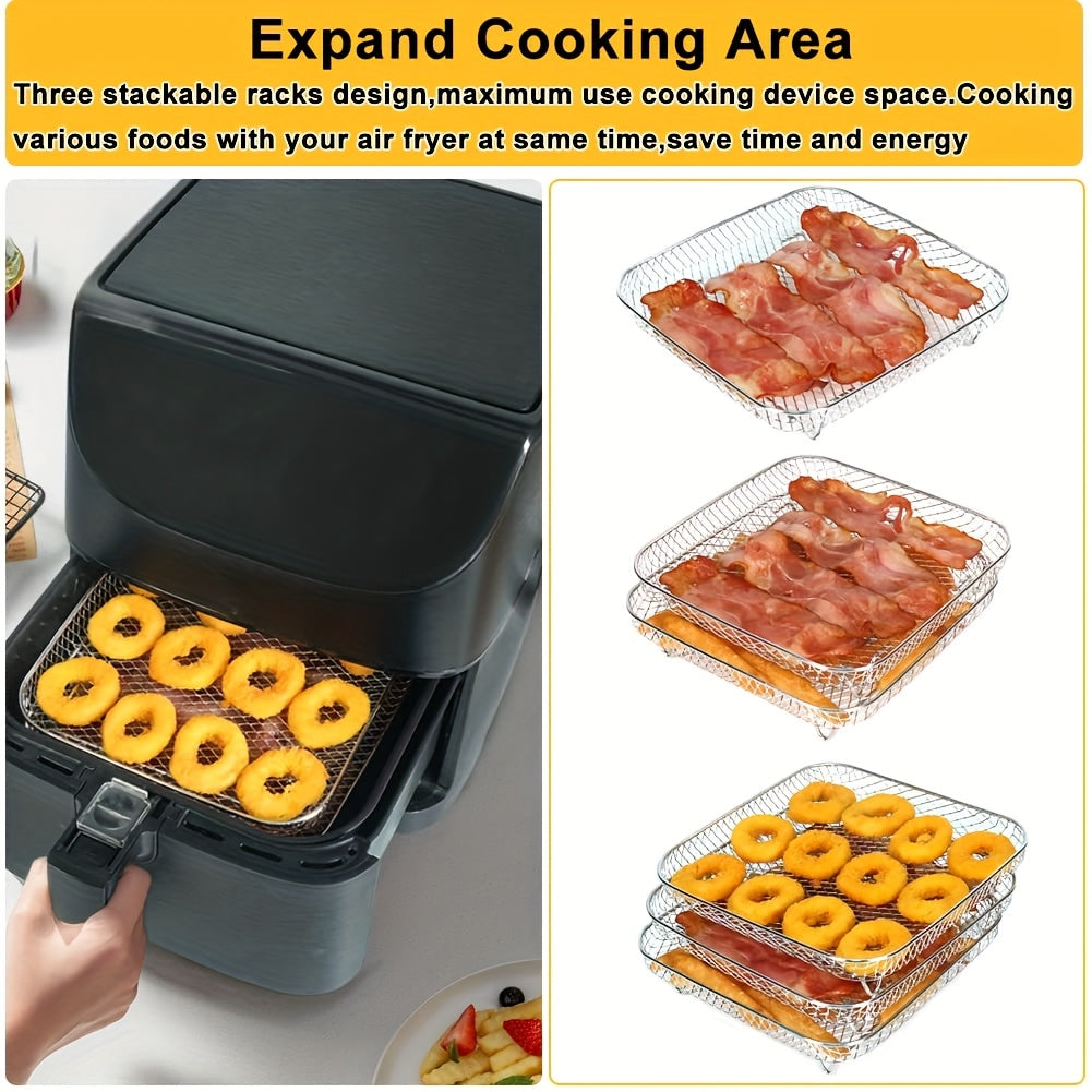 Air Fryer Accessories Set for Max Pro Hot Air Fryers Mesh Stackable Basket Stainless Steel