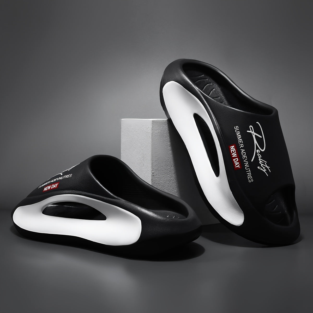 Women's Face Print Slides Thick Sole Non-Slip Breathable Open Toe Sandals for Indoor Outdoor