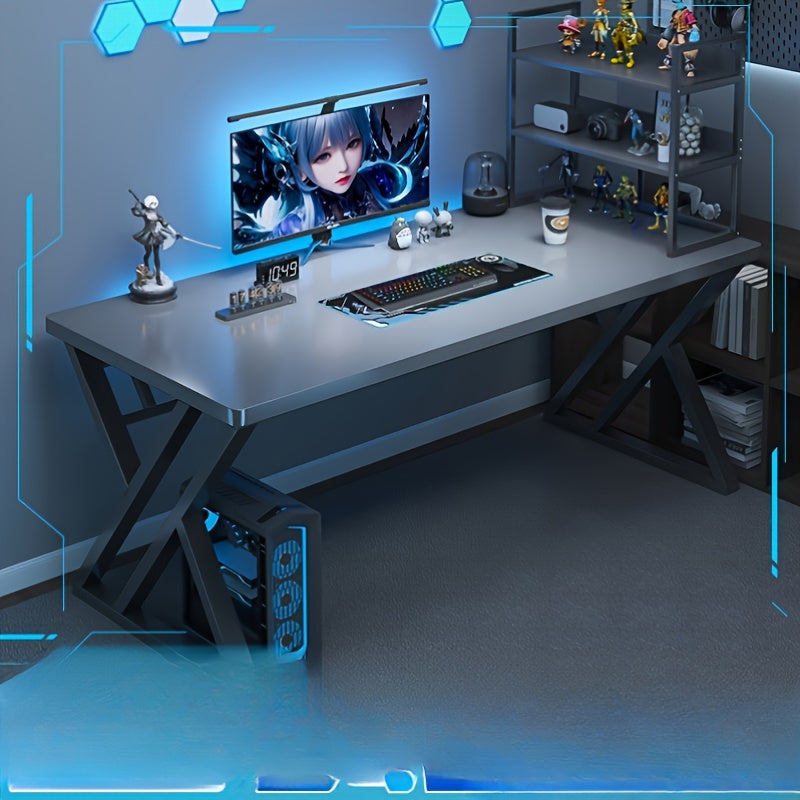 White Wooden Desk for Gaming Work and Study Sturdy Multi-Functional Home Office Table