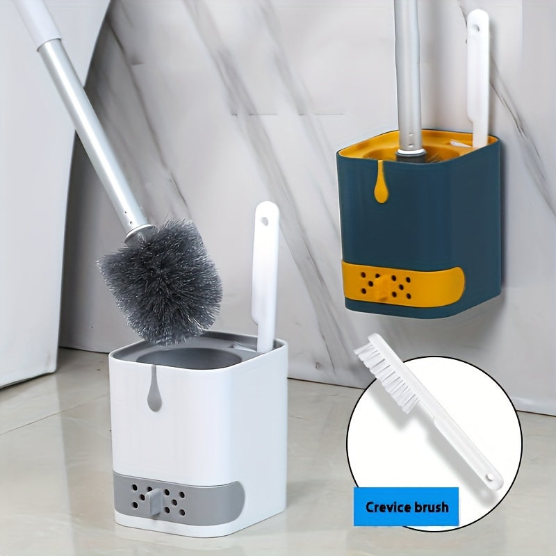 Щетка для чистки туалета с поддоном, прочная металлическая и пластиковая ручка, легкая в использовании для ванной, кухни и полов, не требует электричества