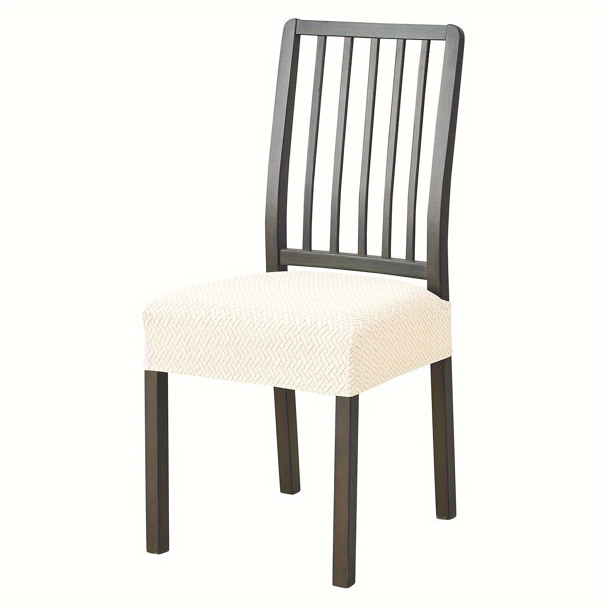 Zamonaviy jakard matosidan tayyorlangan cho'ziluvchan T-shaklidagi stul qoplamasi, mashinada yuvish mumkin, elastik lenta bilan yopiladi. Stilizatsiya qilingan uy dekoratsiyasi uchun spandeks/polister aralashmasi.