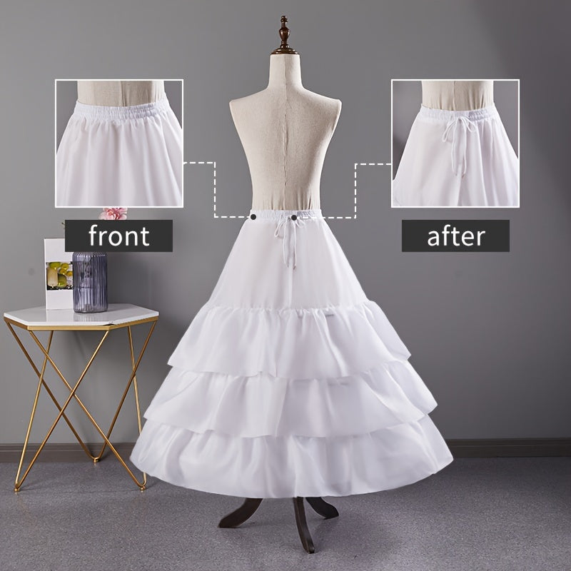 Wedding Dress Underskirt with 3-Hoop Rings for Volume and Shape A-Line Skirt