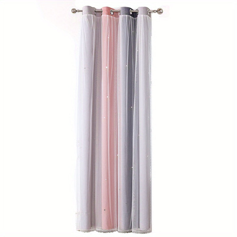 Эта занавеска с двойным слоем и люверсами украшена узором из звезд в виде радуги, идеально подходящим для добавления игривого акцента в вашу детскую, спальню или гостиную. Улучшите декор вашего дома с помощью этой очаровательной панельной занавески.