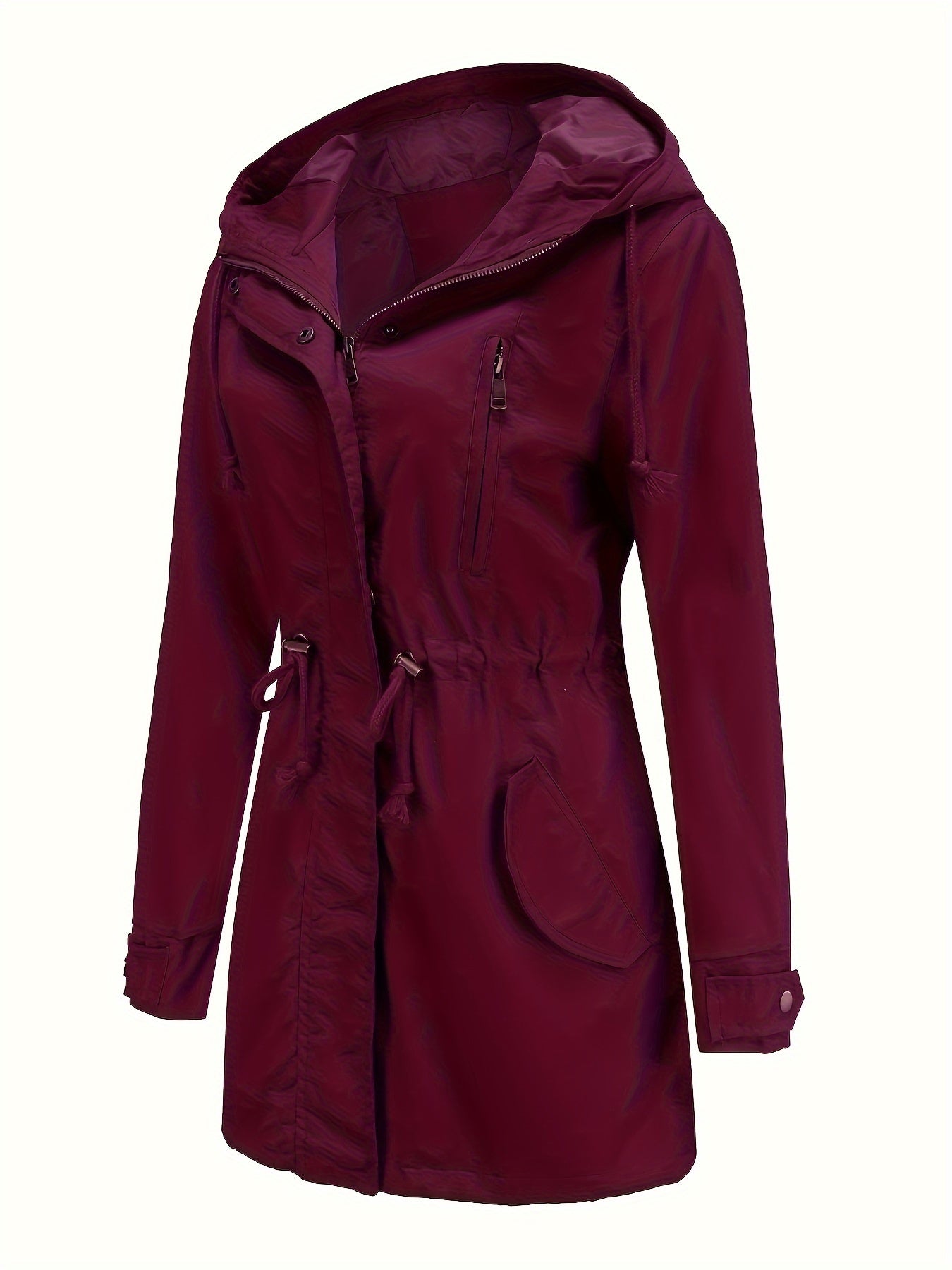 Women's Casual Windbreaker Jacket with Hooded Design, Waist Cinching, Slimming Fit, All-Season Outdoor Sportswear